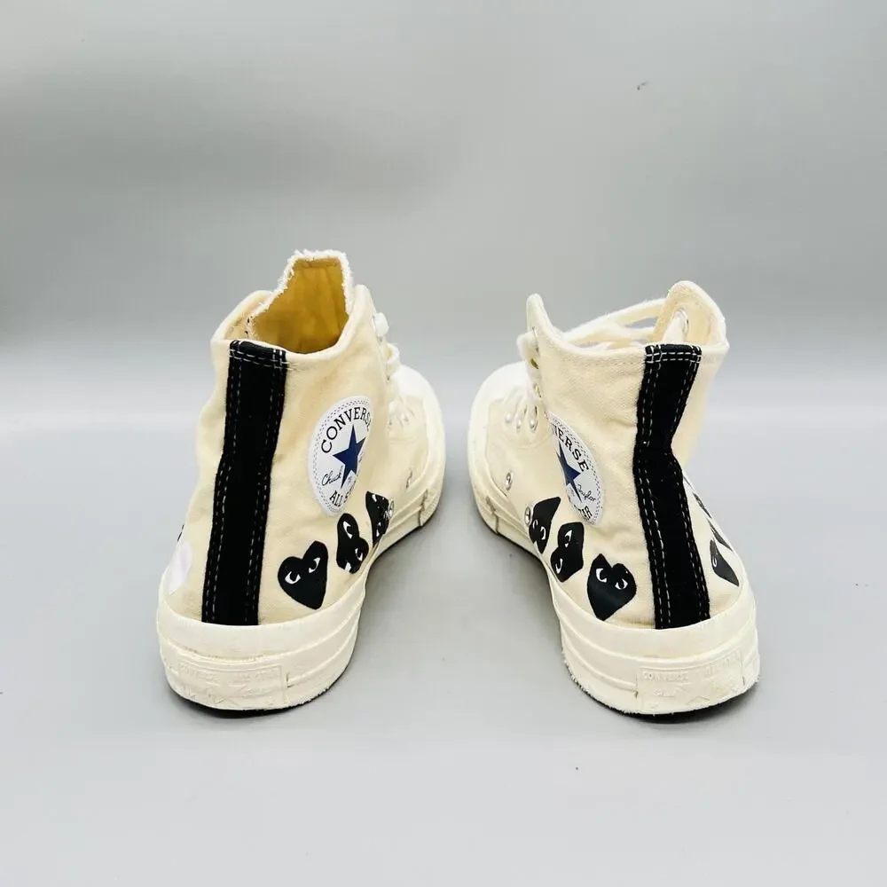Converse Shoes Womens 8 Mens 6 Beige Chuck Taylor All Star CdG PLAY Sneakers - Picture 6 of 11